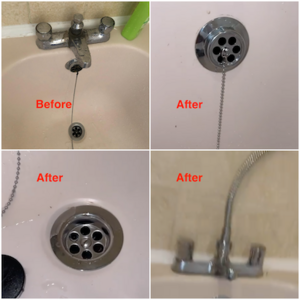 Before and after collage of new bathtub shower tap replacement, August 2025.