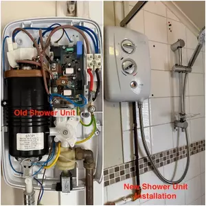 Before and after of shower installation in Broughton, Kettering