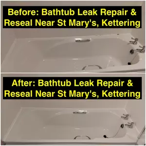 Before and after of bathtub leak repair near St Mary’s