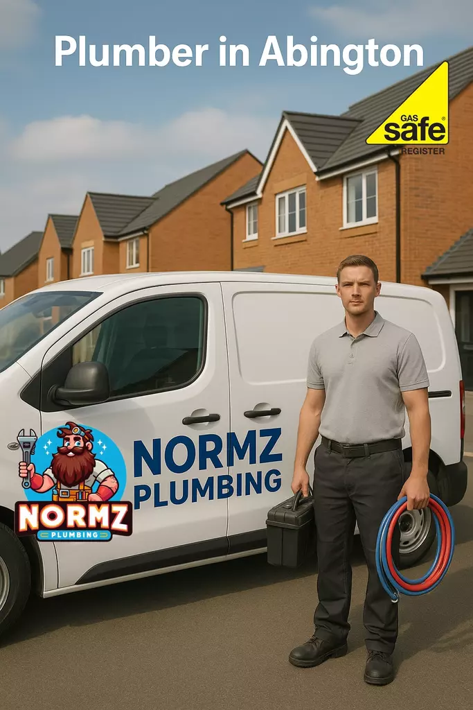 Normz Plumbing van parked in Abington, Northampton – trusted local plumber providing heating, boiler, and plumbing services.