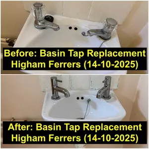 New chrome hot and cold basin taps installed in Higham Ferrers on 14 October 2025 by Normz Plumbing