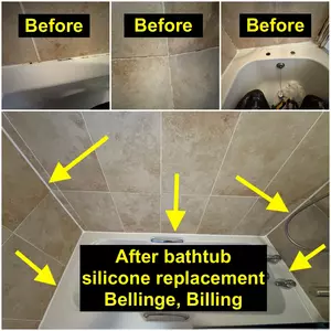 Silicone replacement around bathtub and bathroom corners in Bellinge Billing Northampton on 7th October 2025 by Normz Plumbing