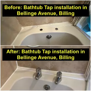 Before & After photo of dual bathtub tap installation on Bellinge Avenue, Billing, Northampton by Normz Plumbing on 7th October 2025