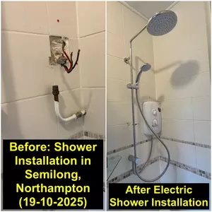 New electric shower installation with rainfall and handheld options in Semilong, Northampton (19 October 2025)
