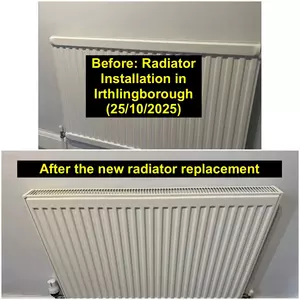 Double-panel convector radiator & TRV installed High Street Irthlingborough 25 Oct 2025