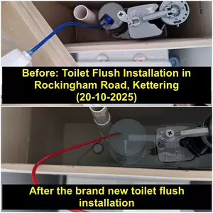 New toilet flush installation on Rockingham Road, Kettering completed 20 October 2025