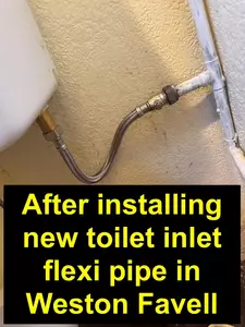 New inlet flexi pipe installation at Abington Park Road, Weston Favell — after picture by Normz Plumbing