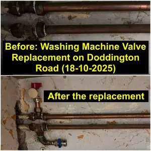 New washing machine valve installation 18 October 2025 on Doddington Road, Wellingborough