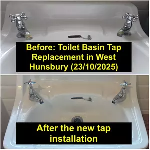 New separate hot and cold basin taps installed in West Hunsbury bathroom (23 Oct 2025)
