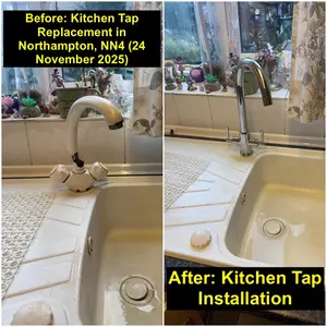 Kitchen chrome mixer tap installation in Delapré & Briar Hill, Northampton (NN4), completed 24 November 2025 by Normz Plumbing & Heating.