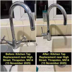 Kitchen mixer tap replacement in Thrapston (NN14) completed on 14 November 2025 by Normz Plumbing & Heating Services.