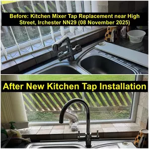 Kitchen mixer tap replacement near High Street and Church Street in Irchester (NN29) completed on 08-11-2025 by Normz Plumbing & Heating Services.