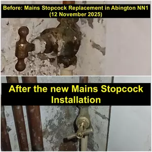 Leak-free mains stopcock replacement completed in Abington NN1 by Normz Plumbing & Heating Services on 12 November 2025.