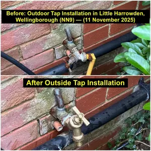 Outdoor tap installation in Little Harrowden (NN9) completed 11 November 2025 by Normz Plumbing & Heating Services.