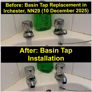 Bathroom basin tap replacement on Wollaston Road, Irchester (NN29) by Normz Plumbing & Heating on 10-12-2025.