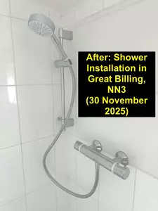 Thermostatic shower installed in Great Billing (NN3) by Normz Plumbing & Heating on 30-11-2025.