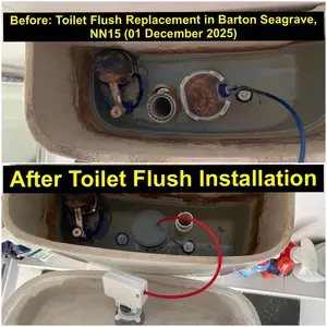 Toilet faulty flush system replaced in Barton Seagrave (NN15) by Normz Plumbing & Heating on 01-12-2025.