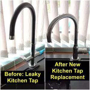 Kitchen tap replacement in Irthlingborough near Victoria Street and Manton Road on 26-03-2026, upgrading leaking mixer tap to new chrome tap