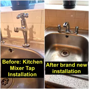 New mixer kitchen tap installation in Dowthorpe Hill (NN6), replacing two separate taps on 10-03-2026