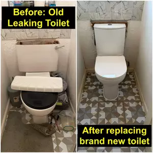 New close-coupled toilet with cistern installed in bathroom near Station Road, Higham Ferrers on 13-03-2026