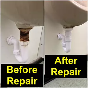 Commercial urinal drain repair completed on 22 April 2026 near Billing Brook Road and Octagon Way Weston Favell Northampton NN3 replacing corroded pipe and trap