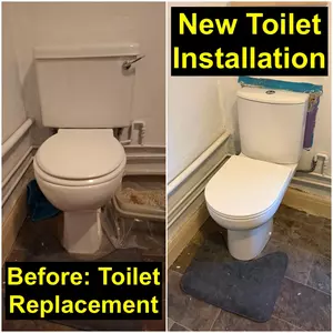 New toilet installation completed on 01-04-2026 near Gainsborough Road and Tower Hill Road NN18, Corby including flush tank replacement, new flexi and waste pipe upgrade