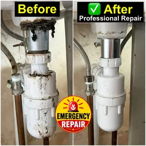 Before and after results showing basin waste maintenance and leak repair in Wellingborough, NN8 on 24 June 2026