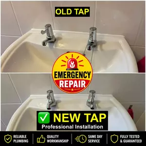 Before and after emergency cold and hot tap replacement near Midland Road and Market Road Thrapston NN14 completed 02 June 2026 — local plumber Thrapston kitchen tap installation