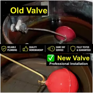 New water tank ball valve replacement completed in Northampton NN1 on 18 June 2026 with old corroded valve replaced